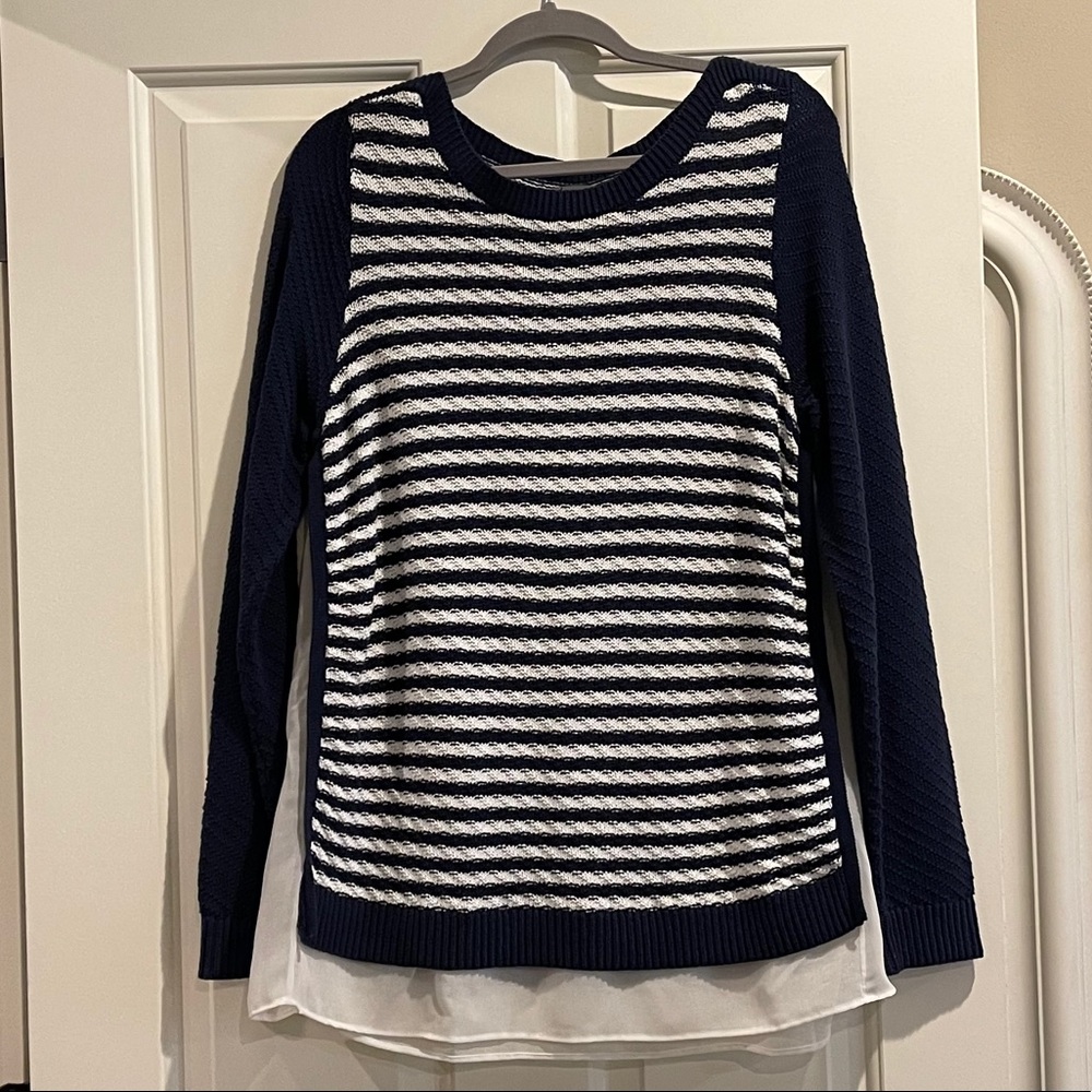Navy & White Striped Sweater